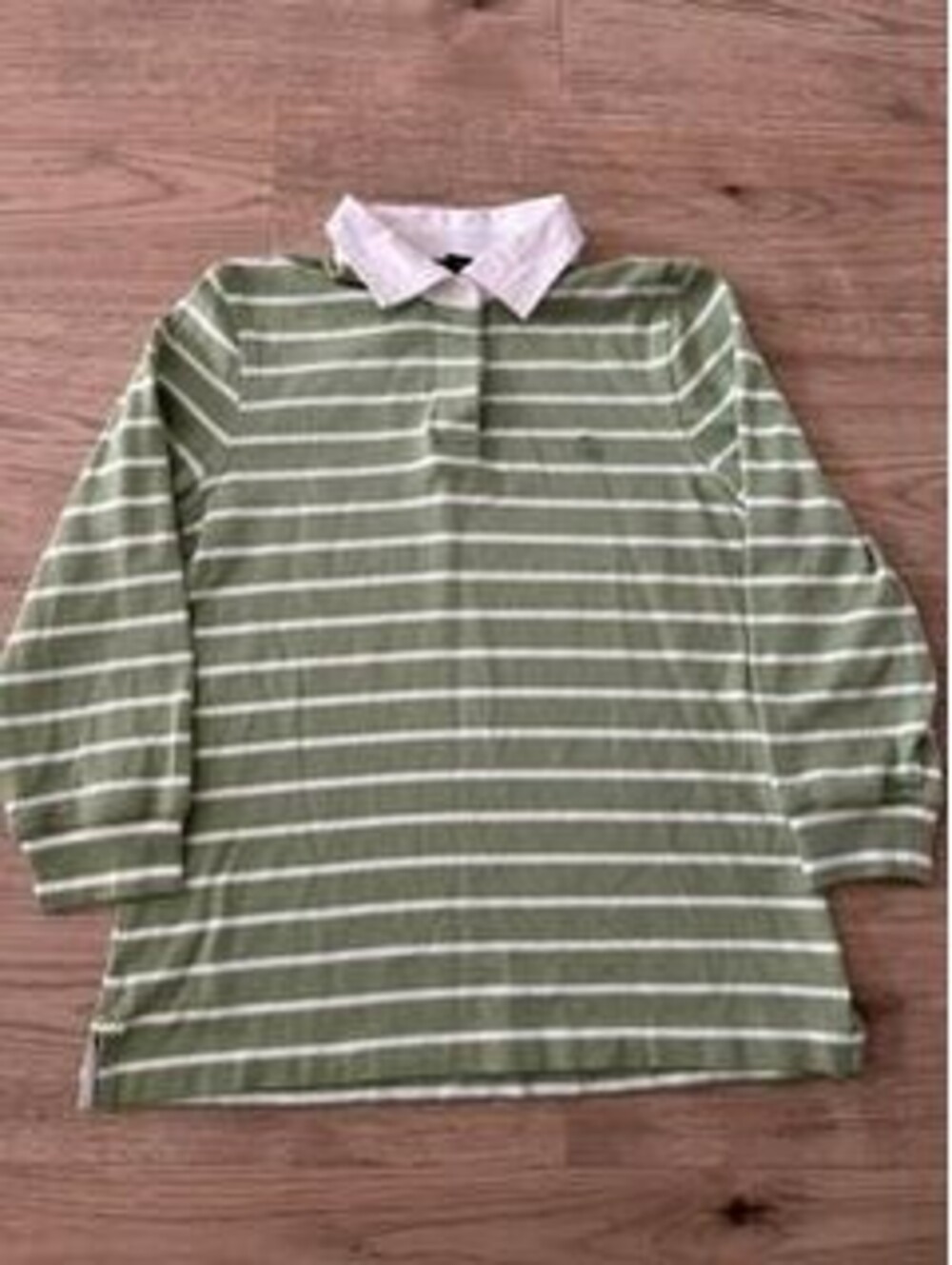 Brooks Brothers 346 Womens Medium Green White Striped Long Sleeve Rugby Shirt